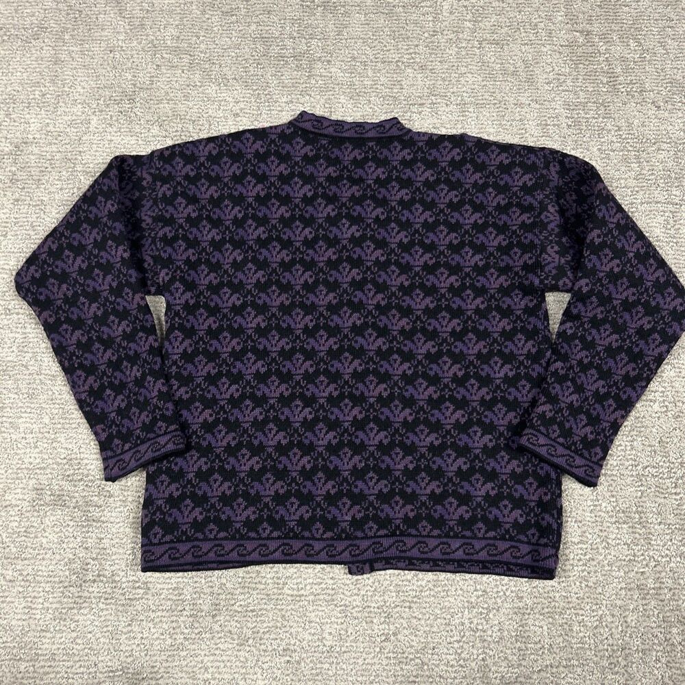 Cherry Lewis Sweater Womens Medium Purple Wool Floral Tapestry Cardigan England - Picture 5 of 7